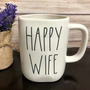 Rae Dunn “HAPPY WIFE” Oversized Ceramic Mug New